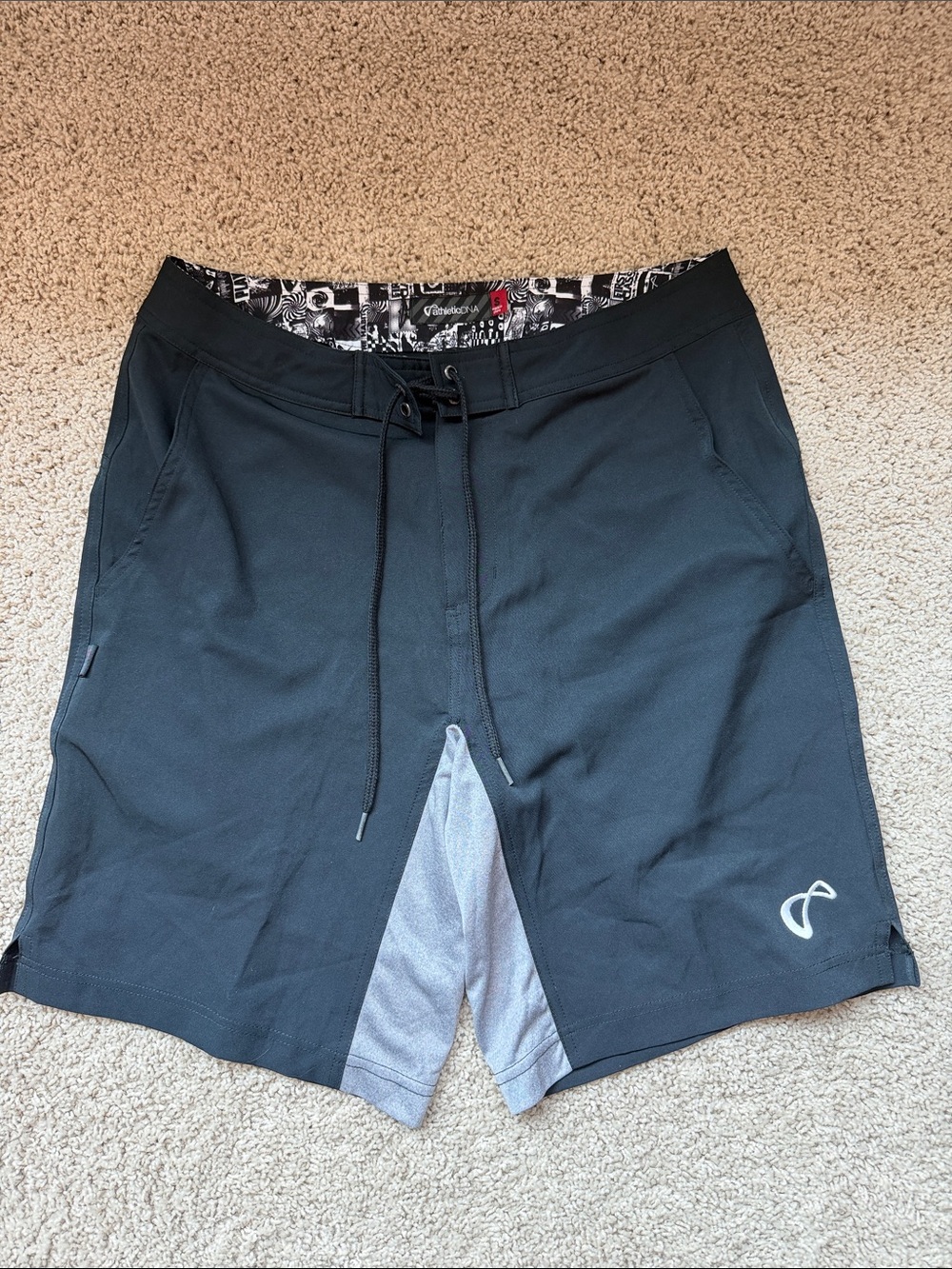 Athletic DNA Mens Black Swim Shorts with Inner Liner - (Black)